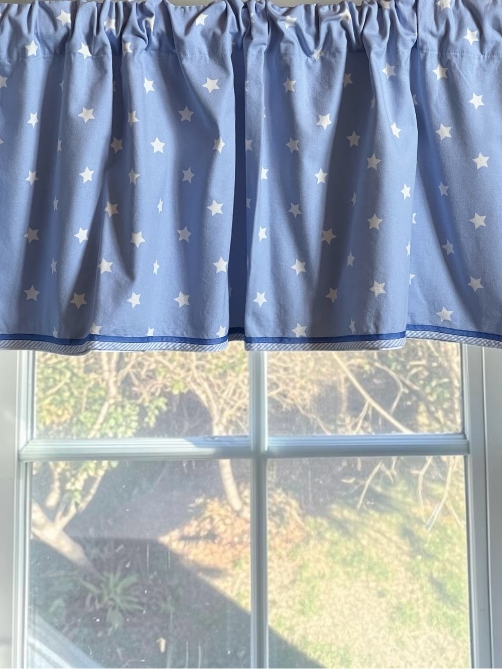 POTTERY BARN KIDS Window Valance 44” x 18” Stars Blue Lined Nursery Children